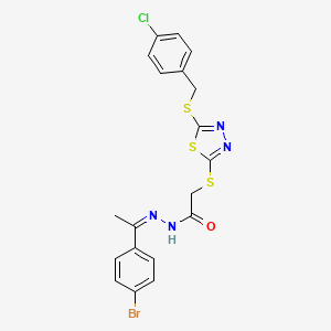 N'-[(1Z)-1-(4-bromophenyl)ethylidene]-2-({5-[(4-chlorobenzyl)sulfanyl]-1,3,4-thiadiazol-2-yl}sulfanyl)acetohydrazide