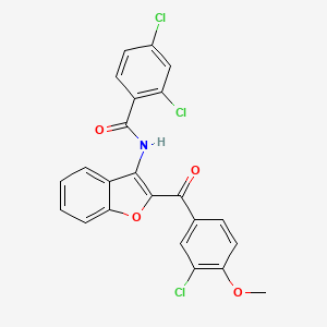 molecular formula C23H14Cl3NO4 B12153045 2,4-dichloro-N-{2-[(3-chloro-4-methoxyphenyl)carbonyl]-1-benzofuran-3-yl}benzamide 