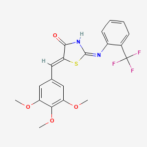 molecular formula C20H17F3N2O4S B12153055 (2Z,5Z)-2-{[2-(trifluoromethyl)phenyl]imino}-5-(3,4,5-trimethoxybenzylidene)-1,3-thiazolidin-4-one 