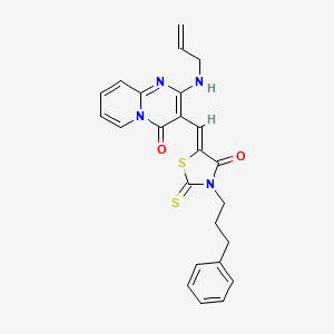 molecular formula C24H22N4O2S2 B12153075 3-{(Z)-[4-oxo-3-(3-phenylpropyl)-2-thioxo-1,3-thiazolidin-5-ylidene]methyl}-2-(prop-2-en-1-ylamino)-4H-pyrido[1,2-a]pyrimidin-4-one 