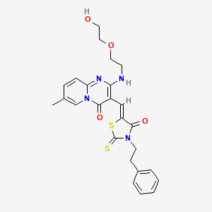 2-{[2-(2-hydroxyethoxy)ethyl]amino}-7-methyl-3-{(Z)-[4-oxo-3-(2-phenylethyl)-2-thioxo-1,3-thiazolidin-5-ylidene]methyl}-4H-pyrido[1,2-a]pyrimidin-4-one