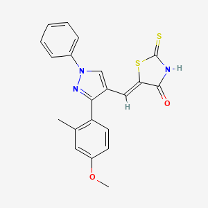 molecular formula C21H17N3O2S2 B12153100 (5Z)-5-{[3-(4-methoxy-2-methylphenyl)-1-phenyl-1H-pyrazol-4-yl]methylidene}-2-thioxo-1,3-thiazolidin-4-one 