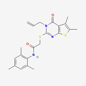 2-(5,6-dimethyl-4-oxo-3-prop-2-enyl(3-hydrothiopheno[2,3-d]pyrimidin-2-ylthio))-N-(2,4,6-trimethylphenyl)acetamide