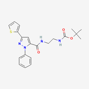 molecular formula C21H24N4O3S B12153254 tert-butyl [2-({[1-phenyl-3-(thiophen-2-yl)-1H-pyrazol-5-yl]carbonyl}amino)ethyl]carbamate 