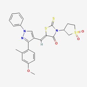 molecular formula C25H23N3O4S3 B12153264 (5Z)-3-(1,1-dioxidotetrahydrothiophen-3-yl)-5-{[3-(4-methoxy-2-methylphenyl)-1-phenyl-1H-pyrazol-4-yl]methylidene}-2-thioxo-1,3-thiazolidin-4-one 