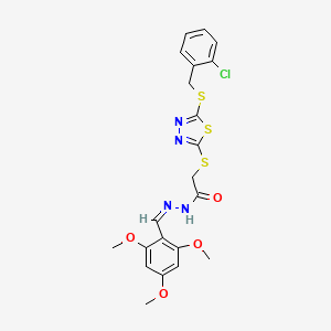 2-[[5-[(2-chlorophenyl)methylsulfanyl]-1,3,4-thiadiazol-2-yl]sulfanyl]-N-[(E)-(2,4,6-trimethoxyphenyl)methylideneamino]acetamide