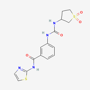 molecular formula C15H16N4O4S2 B12153328 3-{[(1,1-dioxidotetrahydrothiophen-3-yl)carbamoyl]amino}-N-(1,3-thiazol-2-yl)benzamide 