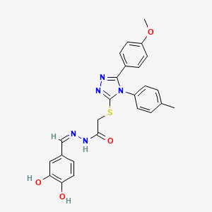 molecular formula C25H23N5O4S B12153333 N'-[(Z)-(3,4-dihydroxyphenyl)methylidene]-2-{[5-(4-methoxyphenyl)-4-(4-methylphenyl)-4H-1,2,4-triazol-3-yl]sulfanyl}acetohydrazide 