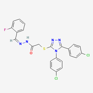 2-{[4,5-bis(4-chlorophenyl)-4H-1,2,4-triazol-3-yl]sulfanyl}-N'-[(Z)-(2-fluorophenyl)methylidene]acetohydrazide