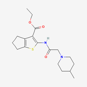 molecular formula C18H26N2O3S B12153647 ethyl 2-[2-(4-methylpiperidin-1-yl)acetamido]-4H,5H,6H-cyclopenta[b]thiophene-3-carboxylate 