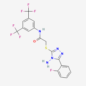 molecular formula C18H12F7N5OS B12153694 2-{[4-amino-5-(2-fluorophenyl)-4H-1,2,4-triazol-3-yl]sulfanyl}-N-[3,5-bis(trifluoromethyl)phenyl]acetamide 