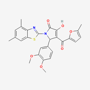 (4E)-5-(3,4-dimethoxyphenyl)-1-(4,6-dimethyl-1,3-benzothiazol-2-yl)-4-[hydroxy(5-methylfuran-2-yl)methylidene]pyrrolidine-2,3-dione