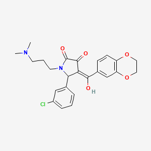 (4E)-5-(3-chlorophenyl)-4-[2,3-dihydro-1,4-benzodioxin-6-yl(hydroxy)methylidene]-1-[3-(dimethylamino)propyl]pyrrolidine-2,3-dione