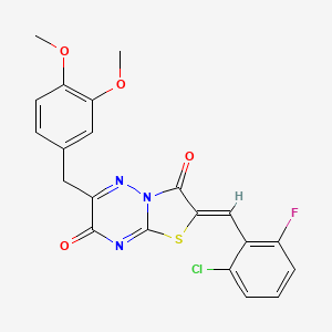 molecular formula C21H15ClFN3O4S B12153728 (2Z)-2-(2-chloro-6-fluorobenzylidene)-6-(3,4-dimethoxybenzyl)-7H-[1,3]thiazolo[3,2-b][1,2,4]triazine-3,7(2H)-dione 