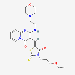 3-{(Z)-[3-(3-ethoxypropyl)-4-oxo-2-thioxo-1,3-thiazolidin-5-ylidene]methyl}-2-{[2-(morpholin-4-yl)ethyl]amino}-4H-pyrido[1,2-a]pyrimidin-4-one