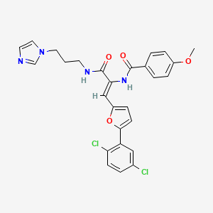 molecular formula C27H24Cl2N4O4 B12153778 N-[(1Z)-1-[5-(2,5-dichlorophenyl)furan-2-yl]-3-{[3-(1H-imidazol-1-yl)propyl]amino}-3-oxoprop-1-en-2-yl]-4-methoxybenzamide 