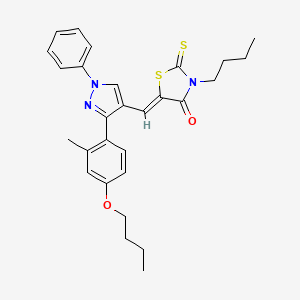 molecular formula C28H31N3O2S2 B12153788 (5Z)-5-{[3-(4-butoxy-2-methylphenyl)-1-phenyl-1H-pyrazol-4-yl]methylidene}-3-butyl-2-thioxo-1,3-thiazolidin-4-one 