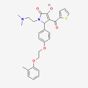 molecular formula C28H30N2O5S B12153859 1-[2-(dimethylamino)ethyl]-3-hydroxy-5-{4-[2-(2-methylphenoxy)ethoxy]phenyl}-4-(thiophen-2-ylcarbonyl)-1,5-dihydro-2H-pyrrol-2-one 