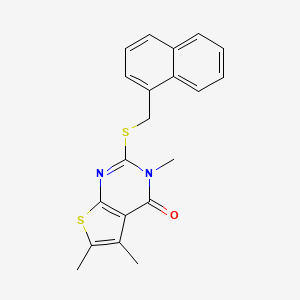 molecular formula C20H18N2OS2 B12153905 3,5,6-trimethyl-2-[(naphthalen-1-ylmethyl)sulfanyl]thieno[2,3-d]pyrimidin-4(3H)-one 