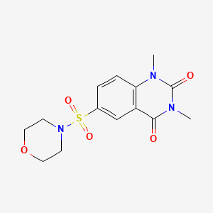 molecular formula C14H17N3O5S B1215395 1,3-Dimethyl-6-(4-morpholinylsulfonyl)quinazoline-2,4-dione 