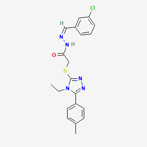 molecular formula C20H20ClN5OS B12154073 N'-[(Z)-(3-chlorophenyl)methylidene]-2-{[4-ethyl-5-(4-methylphenyl)-4H-1,2,4-triazol-3-yl]sulfanyl}acetohydrazide 