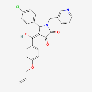 molecular formula C26H21ClN2O4 B12154093 (4E)-5-(4-chlorophenyl)-4-{hydroxy[4-(prop-2-en-1-yloxy)phenyl]methylidene}-1-(pyridin-3-ylmethyl)pyrrolidine-2,3-dione 