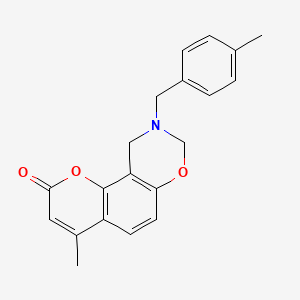 molecular formula C20H19NO3 B12154101 4-methyl-9-(4-methylbenzyl)-9,10-dihydro-2H,8H-chromeno[8,7-e][1,3]oxazin-2-one 