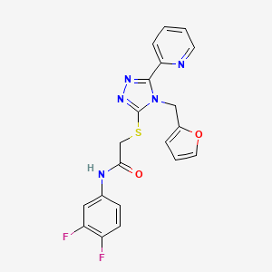 molecular formula C20H15F2N5O2S B12154103 N-(3,4-difluorophenyl)-2-{[4-(furan-2-ylmethyl)-5-(pyridin-2-yl)-4H-1,2,4-triazol-3-yl]sulfanyl}acetamide 