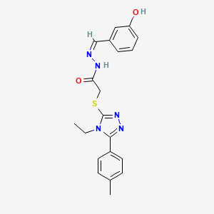 2-[[4-ethyl-5-(4-methylphenyl)-1,2,4-triazol-3-yl]sulfanyl]-N-[(E)-(3-hydroxyphenyl)methylideneamino]acetamide