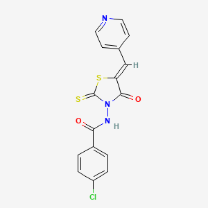 molecular formula C16H10ClN3O2S2 B12154187 4-chloro-N-[(5Z)-4-oxo-5-(pyridin-4-ylmethylidene)-2-sulfanylidene-1,3-thiazolidin-3-yl]benzamide 