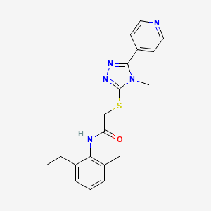 molecular formula C19H21N5OS B12154208 N-(2-ethyl-6-methylphenyl)-2-{[4-methyl-5-(pyridin-4-yl)-4H-1,2,4-triazol-3-yl]sulfanyl}acetamide 