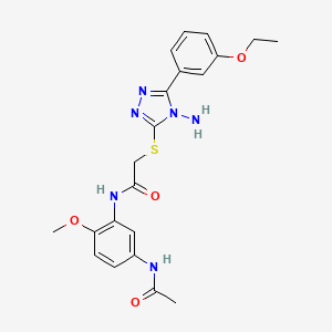 molecular formula C21H24N6O4S B12154259 N-[5-(acetylamino)-2-methoxyphenyl]-2-[4-amino-5-(3-ethoxyphenyl)(1,2,4-triazo l-3-ylthio)]acetamide 