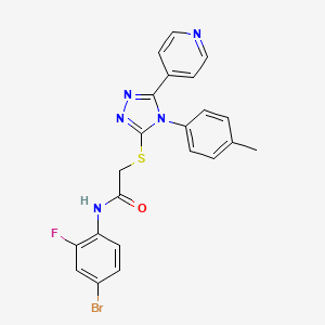 molecular formula C22H17BrFN5OS B12154289 N-(4-bromo-2-fluorophenyl)-2-{[4-(4-methylphenyl)-5-(pyridin-4-yl)-4H-1,2,4-triazol-3-yl]sulfanyl}acetamide 