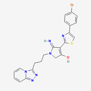 molecular formula C22H19BrN6OS B12154303 4-[4-(4-bromophenyl)-1,3-thiazol-2-yl]-5-imino-1-[3-([1,2,4]triazolo[4,3-a]pyridin-3-yl)propyl]-2,5-dihydro-1H-pyrrol-3-ol 