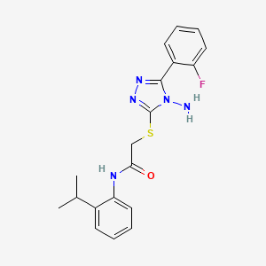 molecular formula C19H20FN5OS B12154320 2-{[4-amino-5-(2-fluorophenyl)-4H-1,2,4-triazol-3-yl]sulfanyl}-N-[2-(propan-2-yl)phenyl]acetamide 