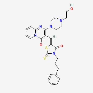 2-[4-(2-hydroxyethyl)piperazin-1-yl]-3-{(Z)-[4-oxo-3-(3-phenylpropyl)-2-thioxo-1,3-thiazolidin-5-ylidene]methyl}-4H-pyrido[1,2-a]pyrimidin-4-one