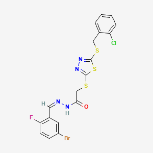 N-[(E)-(5-bromo-2-fluorophenyl)methylideneamino]-2-[[5-[(2-chlorophenyl)methylsulfanyl]-1,3,4-thiadiazol-2-yl]sulfanyl]acetamide