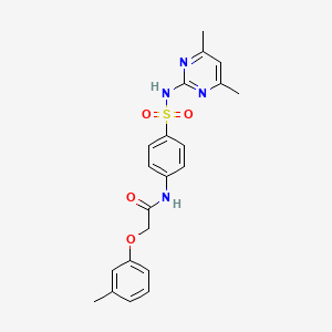 molecular formula C21H22N4O4S B12154449 N-{4-[(4,6-dimethylpyrimidin-2-yl)sulfamoyl]phenyl}-2-(3-methylphenoxy)acetamide 