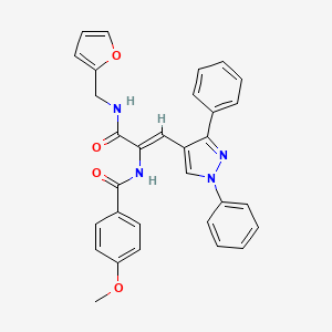 molecular formula C31H26N4O4 B12154455 N-{(1Z)-1-(1,3-diphenyl-1H-pyrazol-4-yl)-3-[(furan-2-ylmethyl)amino]-3-oxoprop-1-en-2-yl}-4-methoxybenzamide 