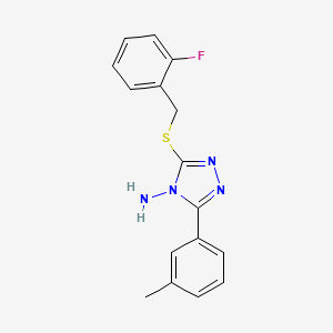 molecular formula C16H15FN4S B12154456 3-[(2-Fluorophenyl)methylthio]-5-(3-methylphenyl)-1,2,4-triazole-4-ylamine 