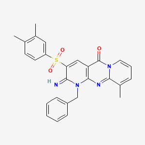 3-[(3,4-Dimethylphenyl)sulfonyl]-2-imino-10-methyl-1-benzyl-1,6-dihydropyridin o[2,3-d]pyridino[1,2-a]pyrimidin-5-one