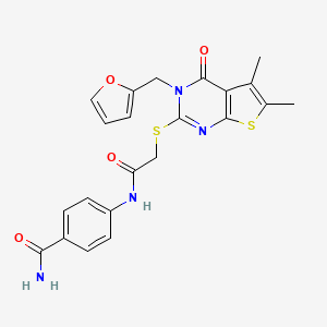 4-[({[3-(Furan-2-ylmethyl)-5,6-dimethyl-4-oxo-3,4-dihydrothieno[2,3-d]pyrimidin-2-yl]sulfanyl}acetyl)amino]benzamide