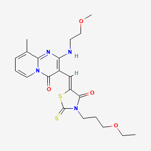 3-{(Z)-[3-(3-ethoxypropyl)-4-oxo-2-thioxo-1,3-thiazolidin-5-ylidene]methyl}-2-[(2-methoxyethyl)amino]-9-methyl-4H-pyrido[1,2-a]pyrimidin-4-one