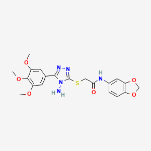 molecular formula C20H21N5O6S B12154537 2-{[4-amino-5-(3,4,5-trimethoxyphenyl)-4H-1,2,4-triazol-3-yl]sulfanyl}-N-(1,3-benzodioxol-5-yl)acetamide 