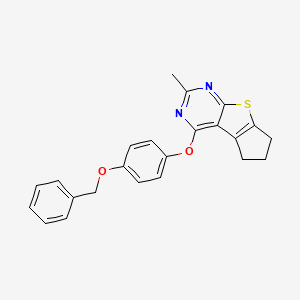 molecular formula C23H20N2O2S B12154566 12-[4-(Benzyloxy)phenoxy]-10-methyl-7-thia-9,11-diazatricyclo[6.4.0.0^{2,6}]dodeca-1(8),2(6),9,11-tetraene 