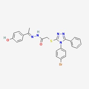 2-{[4-(4-bromophenyl)-5-phenyl-4H-1,2,4-triazol-3-yl]sulfanyl}-N'-[(1E)-1-(4-hydroxyphenyl)ethylidene]acetohydrazide