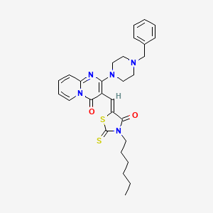 2-(4-benzylpiperazin-1-yl)-3-[(Z)-(3-hexyl-4-oxo-2-thioxo-1,3-thiazolidin-5-ylidene)methyl]-4H-pyrido[1,2-a]pyrimidin-4-one