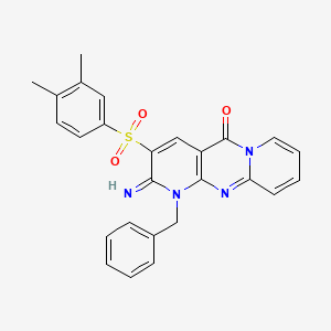 molecular formula C26H22N4O3S B12154724 3-[(3,4-Dimethylphenyl)sulfonyl]-2-imino-1-benzyl-1,6-dihydropyridino[1,2-a]py ridino[2,3-d]pyrimidin-5-one 