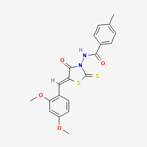 molecular formula C20H18N2O4S2 B12154732 N-[(5Z)-5-(2,4-dimethoxybenzylidene)-4-oxo-2-thioxo-1,3-thiazolidin-3-yl]-4-methylbenzamide 