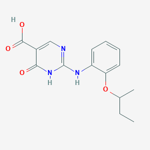 molecular formula C15H17N3O4 B1215483 5-Pyrimidinecarboxylic acid, 1,4-dihydro-2-((2-(2-methylpropoxy)phenyl)amino)-4-oxo- CAS No. 98772-05-5
